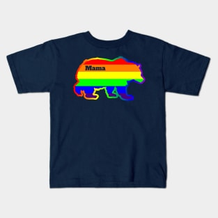 Womens Lesbian Gay Mama Bear LGBT Rainbow Pride Kids T-Shirt